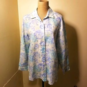 🌻3/$20 J Jill floral print linen button up small